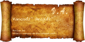 Vancsó Anikó névjegykártya